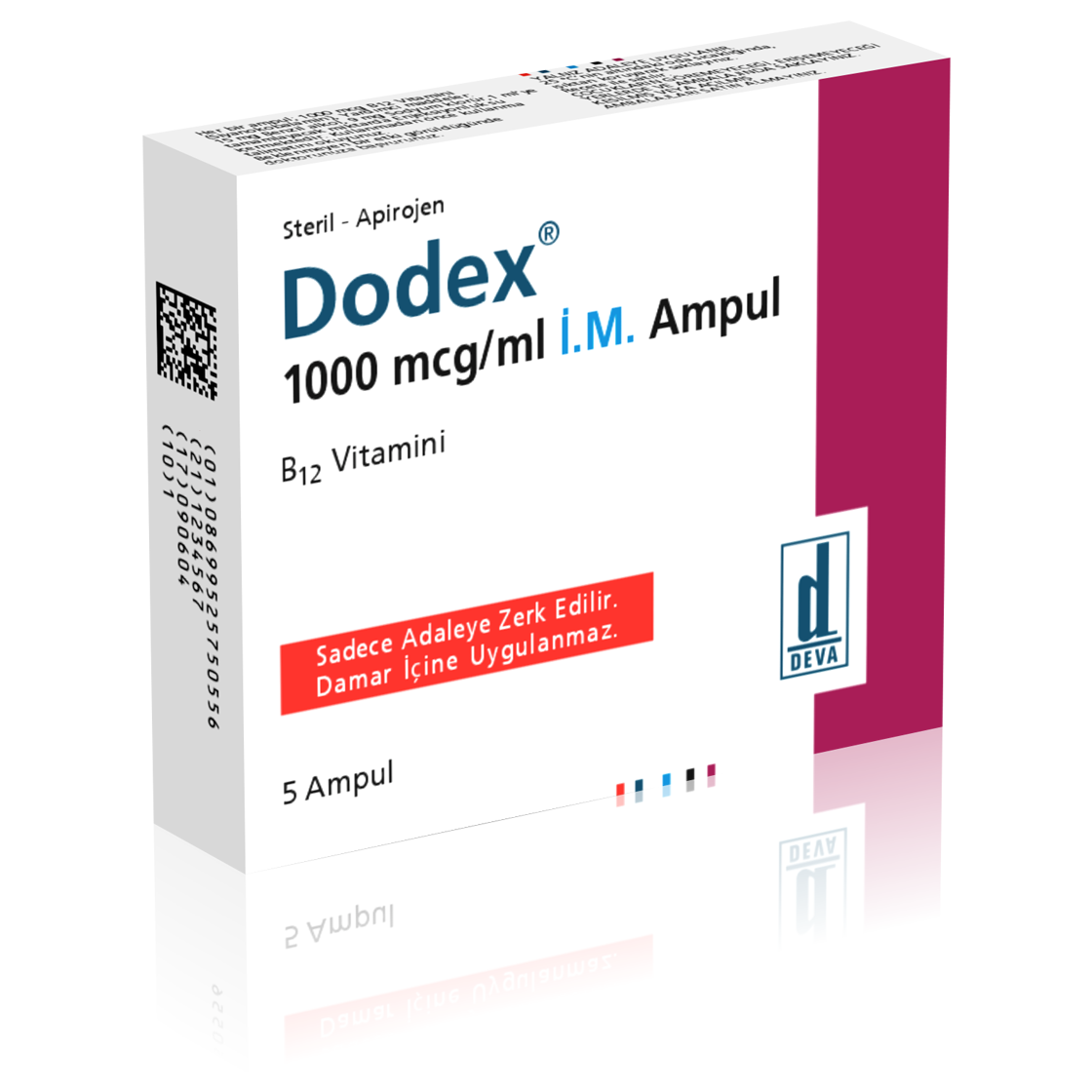 Dodex Vitamin B12 1000mcg/Ml 5 Amp Deva Dodex Vitamin B12 1000mcg/Ml 5 Amp Deva